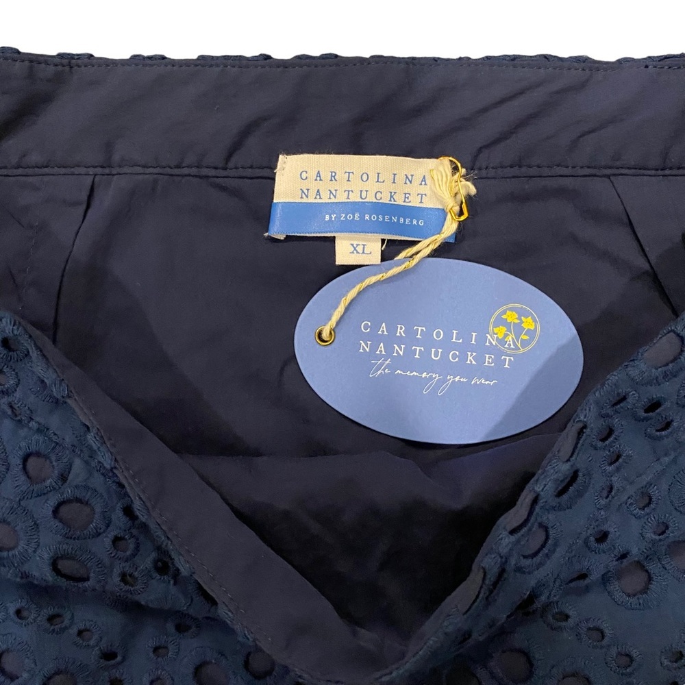 Cartolina Nantucket The Emma Navy Blue Eyelet Floral Skirt - Picture 12 of 15